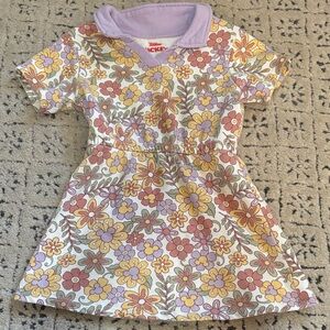 Disney Kids Dress with Floral Print and Purple Collar Sz 4T